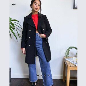 NWT - Gianni Feraud Military Style Coat - Black - Size 4